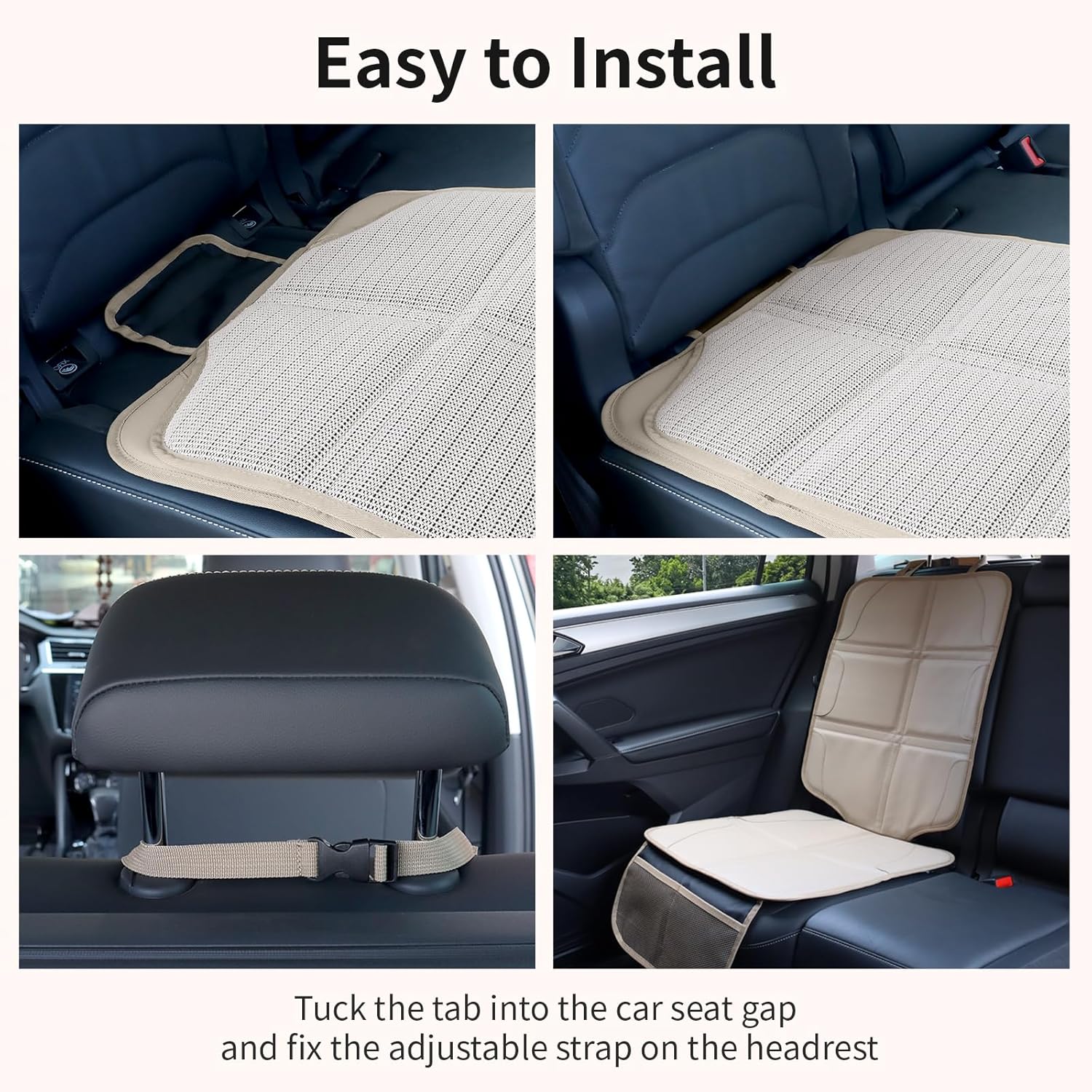 Car Seat Protector,Extra Thick Car Seat Covers Non-Slip Waterproof Mat Pad Leaving No Imprints Marks for Child Baby Pet Truck SUV Automobile (Beige-B)