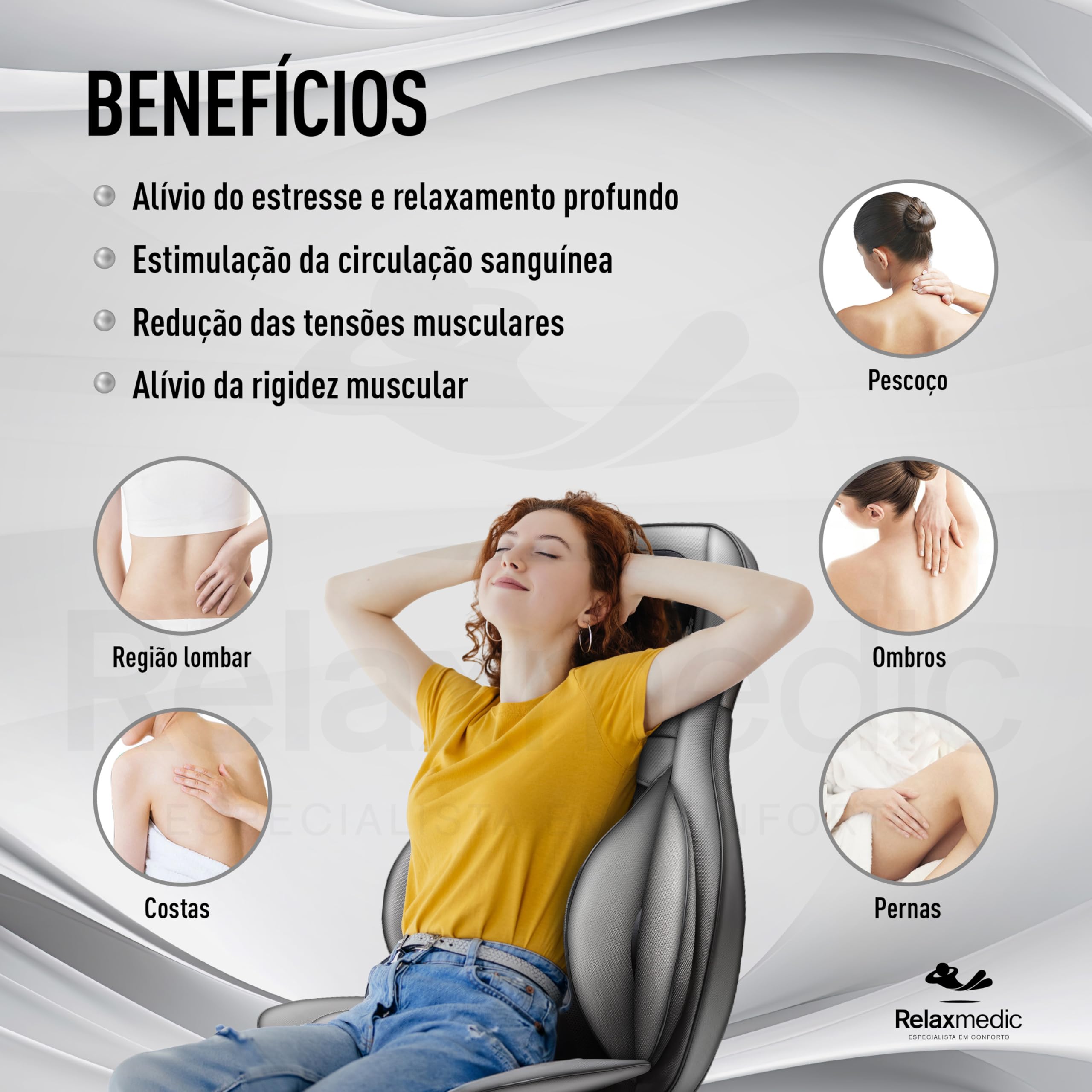 STYLE 【SHIATSU】 Assento Massageador Shiatsu Compressão 3D Relaxmedic | Amazon.com.br