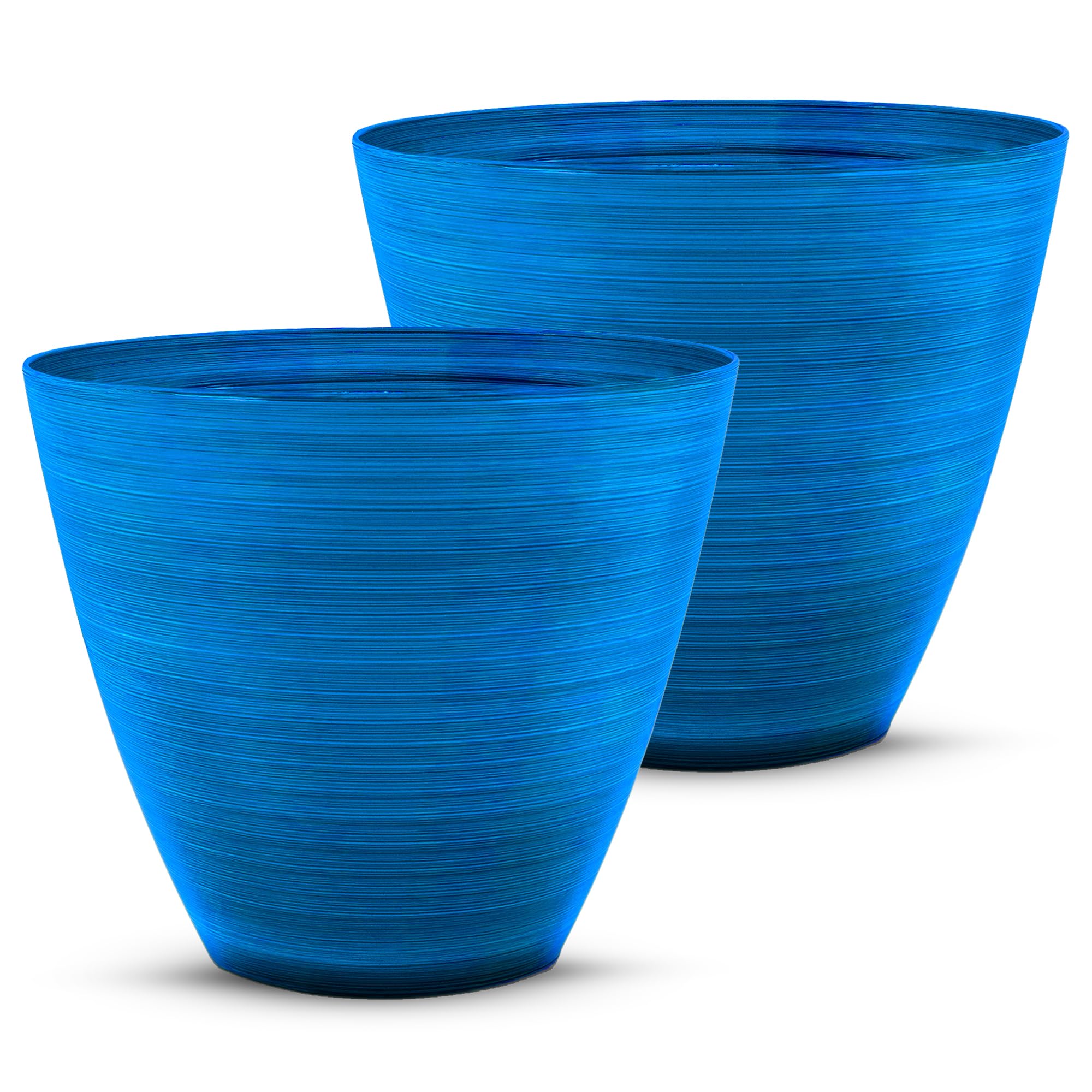 SG Traders Plastic Plant Pots Flower Pot with Drainage Holes, Garden Planters for Outdoor, Plant Containers for Home, Stylish Glossy Design Garden Flower Pots, Set of 2, 25cm,30cm Outdoor Planter Pot