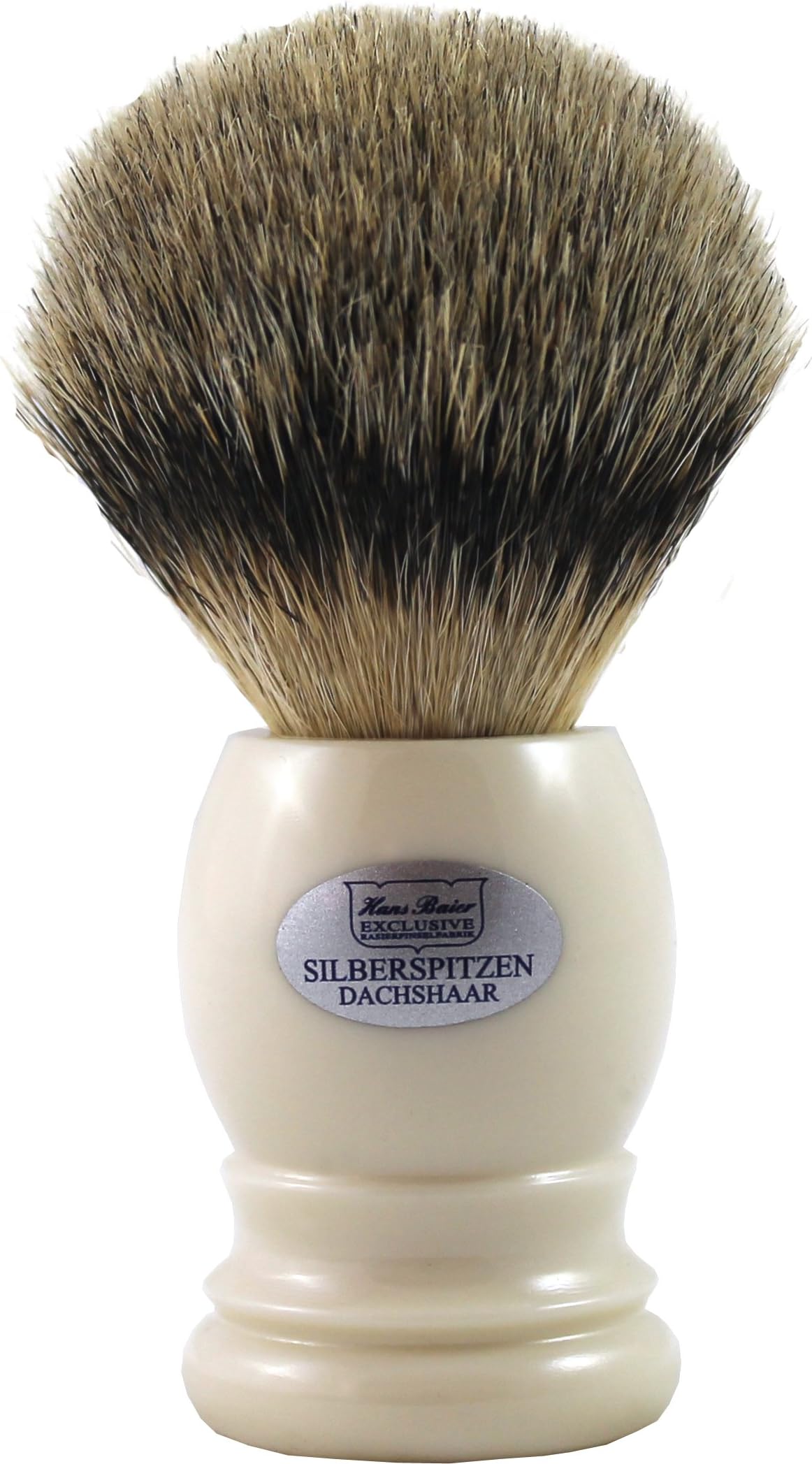 Hans Baier Exclusive Silver Tip Badger Hair Shaving Brush, Creamy White