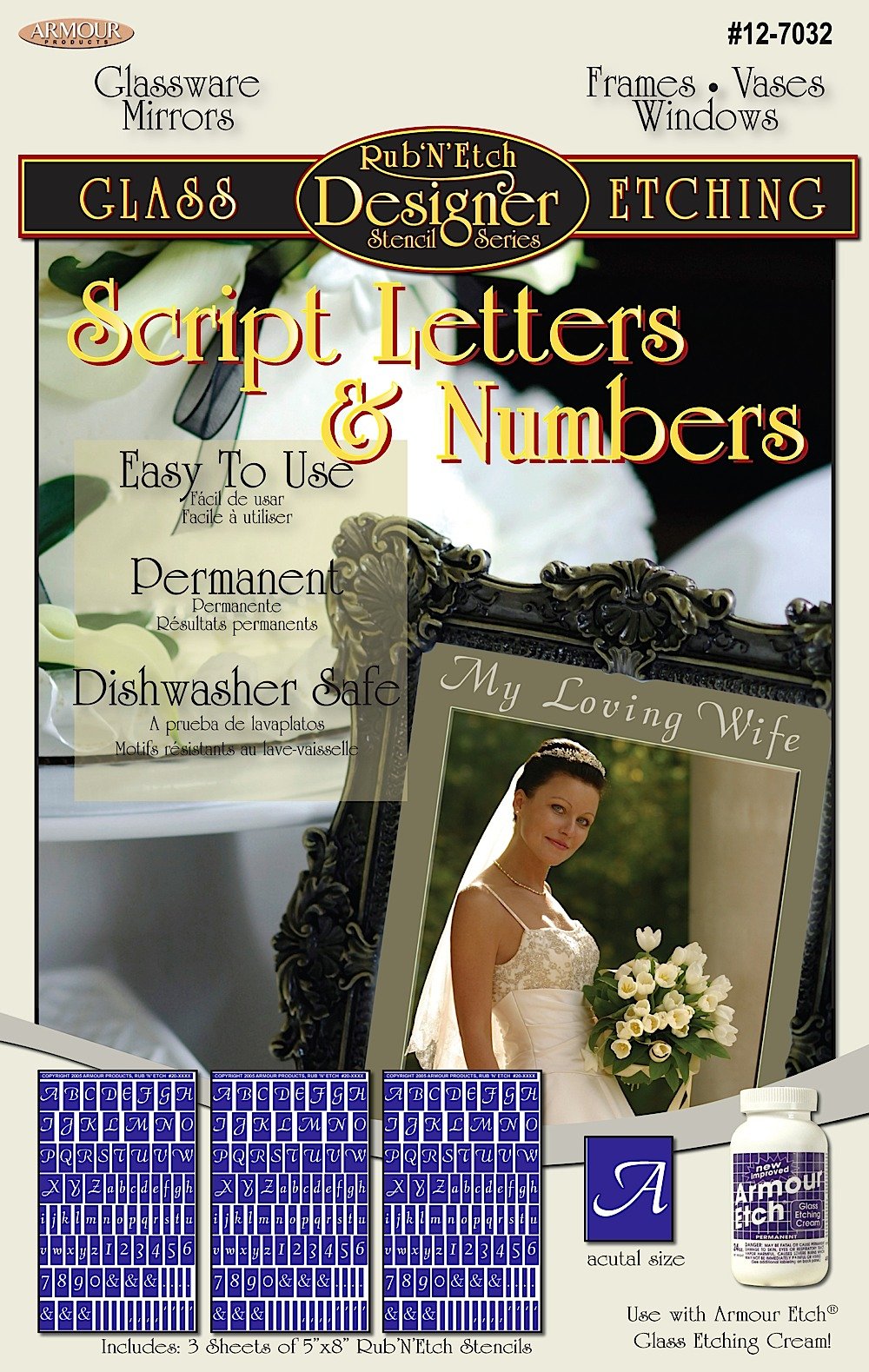 ARMOUR ETCHDesigner Stencil Pak Script Letters