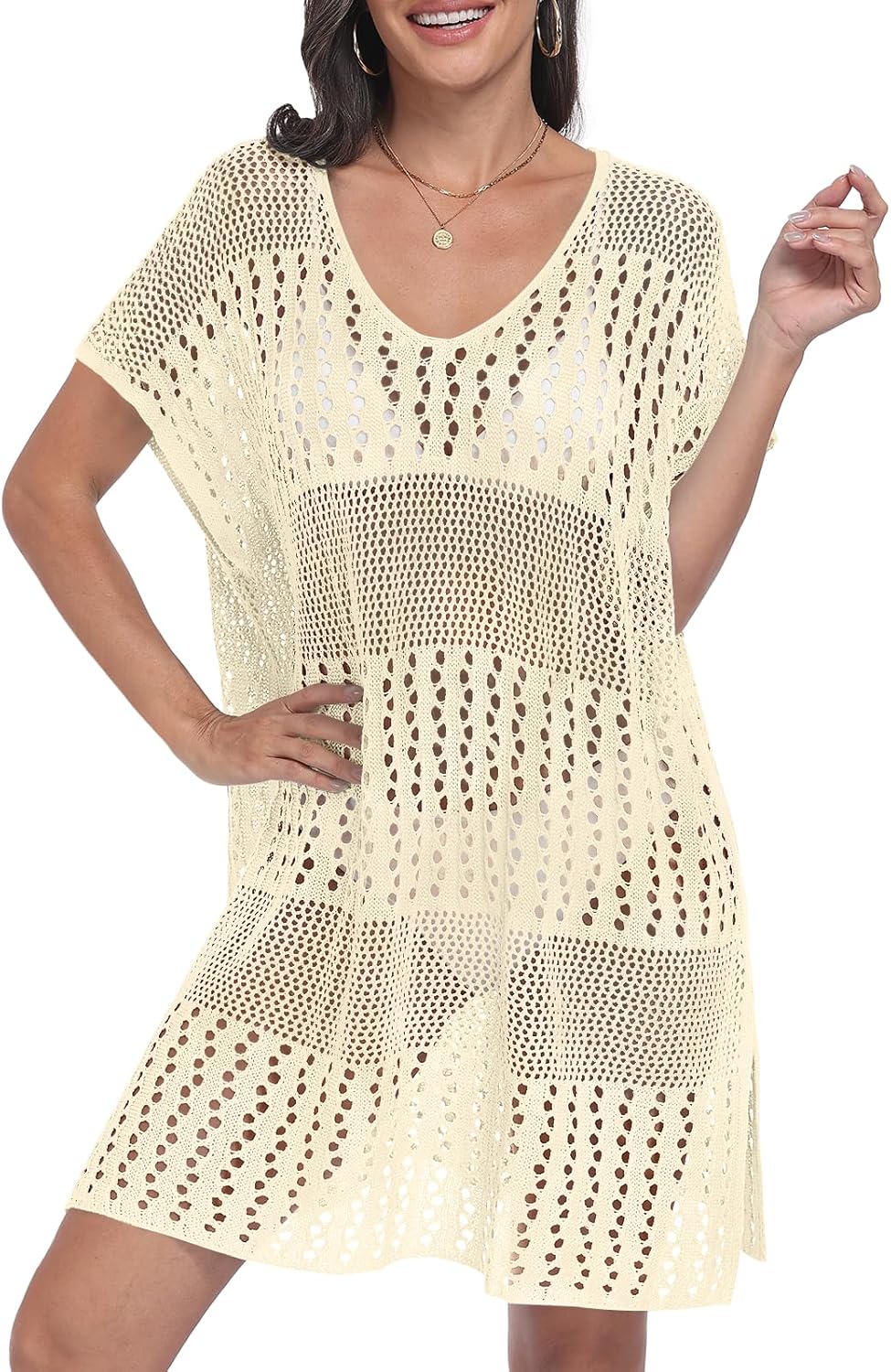 Yincro Women's Swimsuit Crochet Cover Up Bathing Suit Beach Cover Up Summer Coverups for Swimwear