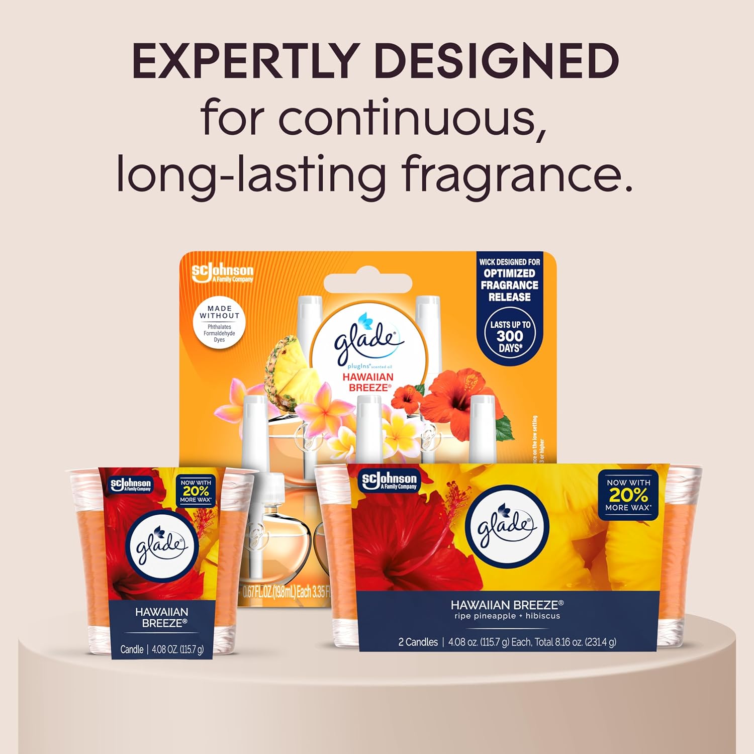 Glade 1-Wick Scented Candle Jar, Hawaiian Breeze, Air Freshener Infused with Essential Oils, 4.08 Oz, 2 Count image 6 of 8 B0DP1PS5RH