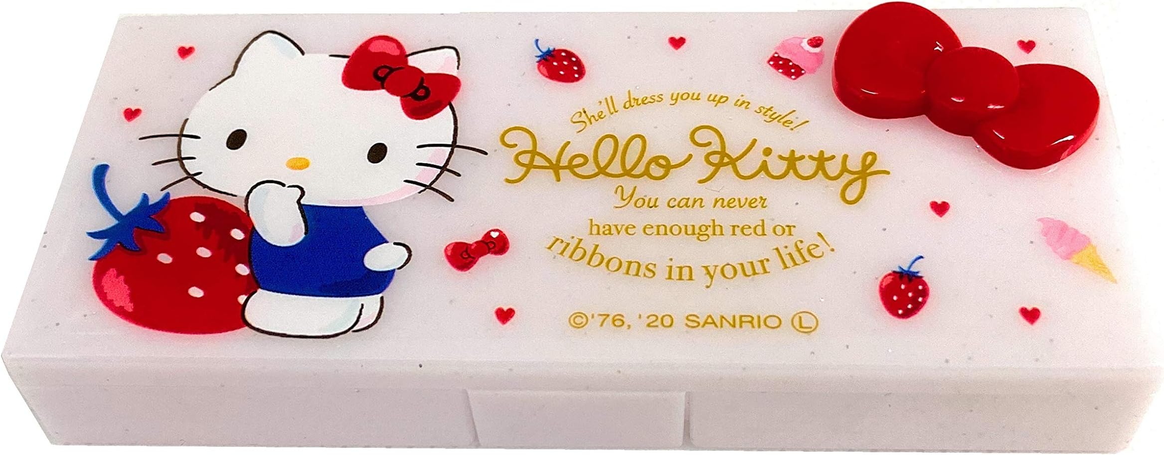 FriendSanrio Hello Kitty Container Cosmetic Care Case Makeup Travel Accessory Cases 4.1in x 1.9in x 0.8in (Happiness)