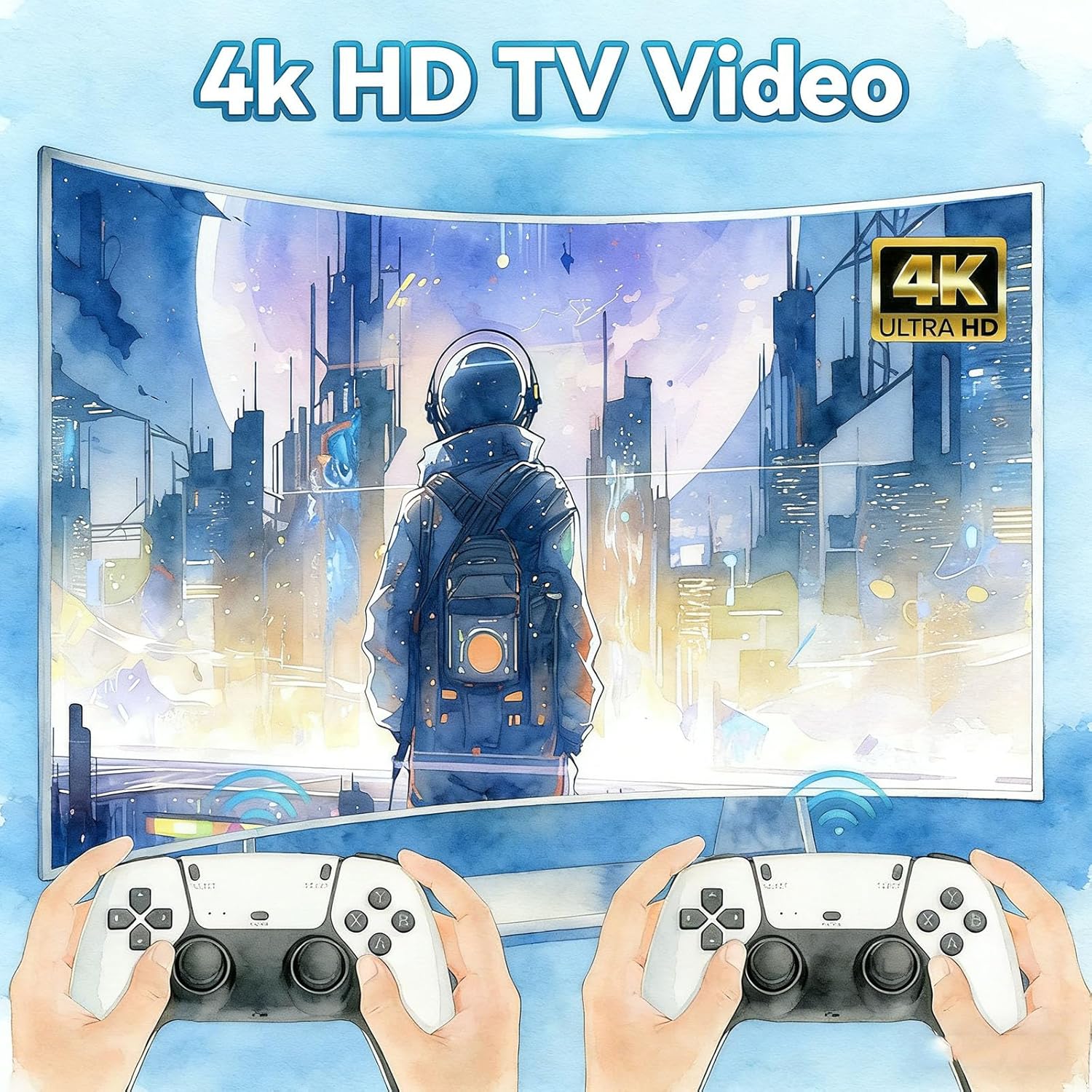 Retro Wireless Gaming Console 2026 New Edition Built-in 128GB storage Features 23 emulators supporting 20,000+ games Includes dual 2.4GHz wireless controllers 4K HDMI TV gaming stick—plug and play 5 81vMObQp4CL. SL1500