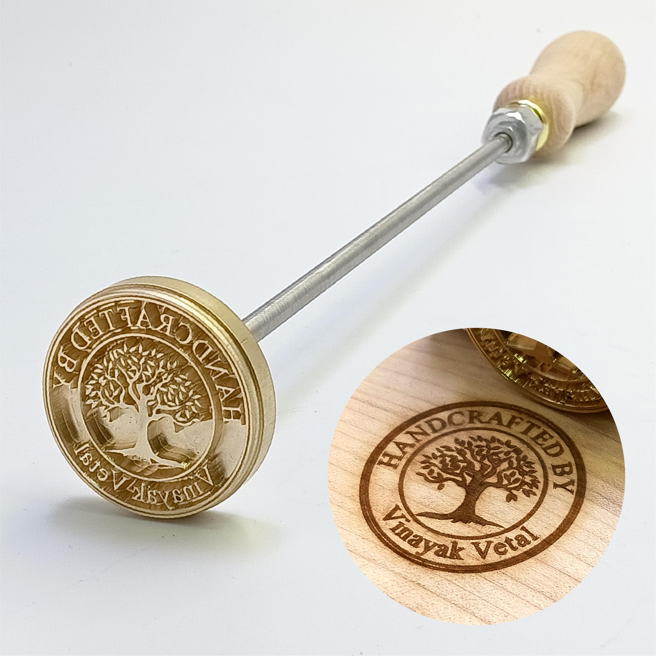 Custom Wood Branding Stamps - Flame Heated or 500W Electric for Your Preferred Branding Method - Ideal for Woodworking Projects, Personalization, and Crafts (1" X 1" with Manual Handle)-image-1