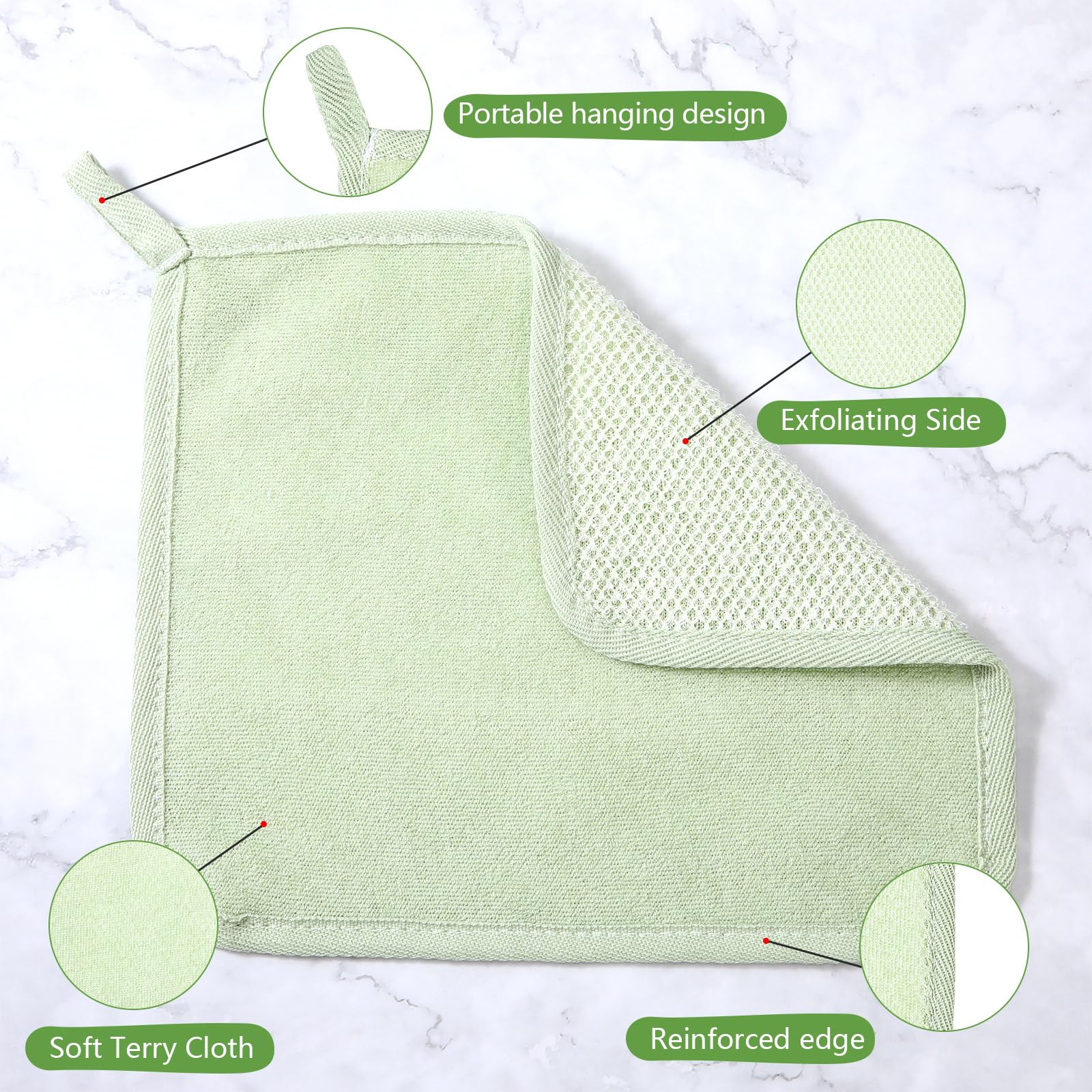 Tudomro 10 x Peeling-Waschlappen, doppelseitig, für Herren, Körper, Gesicht, Peeling-Tücher für Dusche, Männer und Frauen (26,7 x 22,6 cm, helle Farbe)