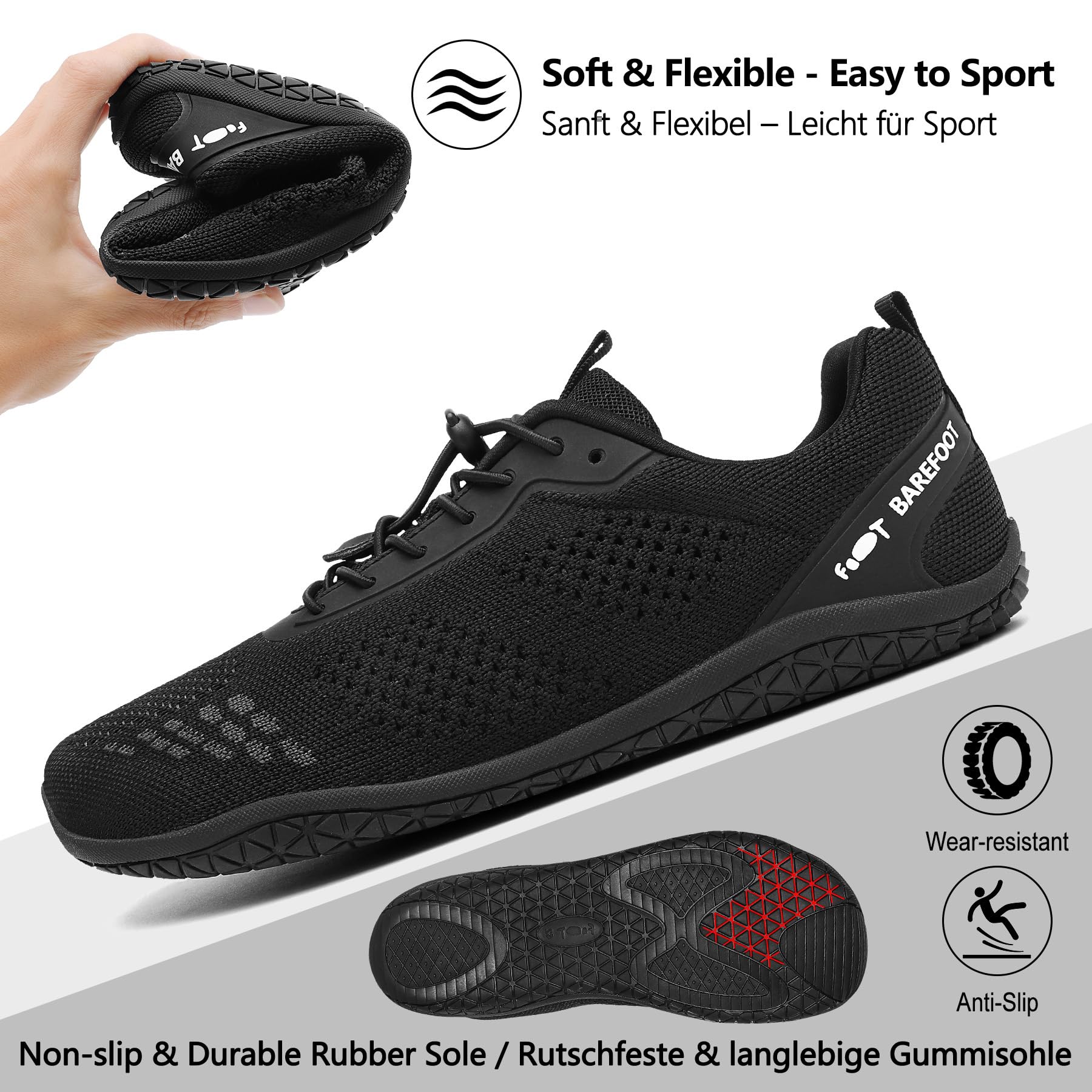 Geweo Barfußschuhe Damen Herren Minimalschuhe Barfuß Sneaker Unisex