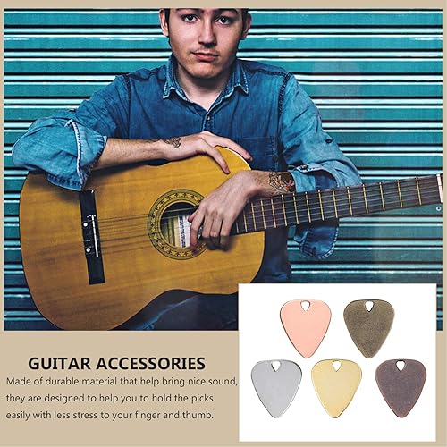 Miniatura 9 de 20 dijes para púa de guitarra con agujero, aleación de zinc, grabable, para ukelele, guitarra acústica eléctrica, bajo, collar musical mixto de color