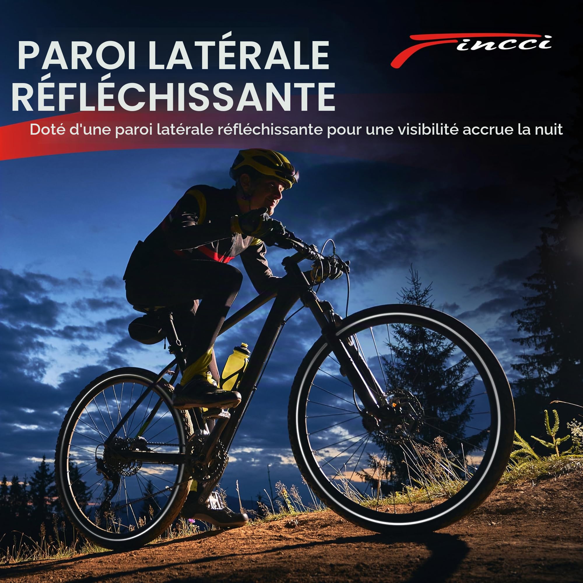 Fincci Oncamp Pneu 27.5 x 2.10 Pouces - Paire Pliable Réfléchissant Pneus 27.5 pour VTT, Mountain Bike, Montagne Vélo, Velo de Course, e Bicyclette - Un Paquet de 2 Bike Tires 27.5"