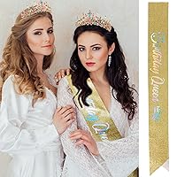 Vista 64 de Velscrun Corona de tiara de reina de cristal rosa para mujeres y niñas, diadema de reina de cumpleaños, elegante corona de princesa con peinetas