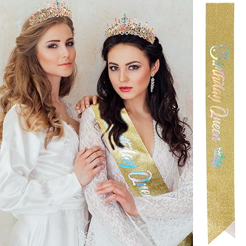 Miniatura 64 de Velscrun Corona de tiara de reina de cristal rosa para mujeres y niñas, diadema de reina de cumpleaños, elegante corona de princesa con peinetas
