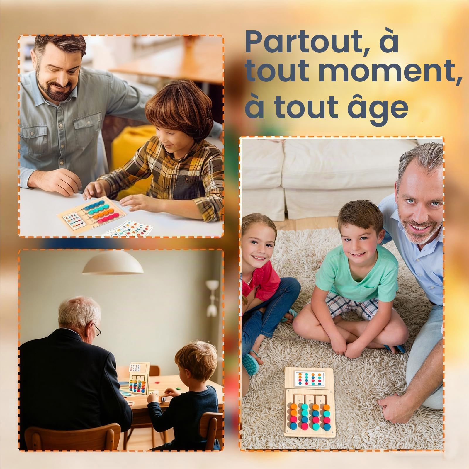 Jeu de Mémoire en Bois pour Seniors, 12 Cartes pour l'Entraînement Cérébral, Activité de Stimulation Cognitive pour Personnes Agées, Prise en Main Facile