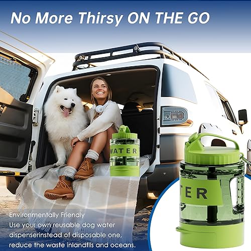 Miniatura 7 de Dispensador de agua para perros de 77 onzas, esenciales de campamento, botella de viaje grande con cuenco extraíble, accesorios de playa portátiles,
