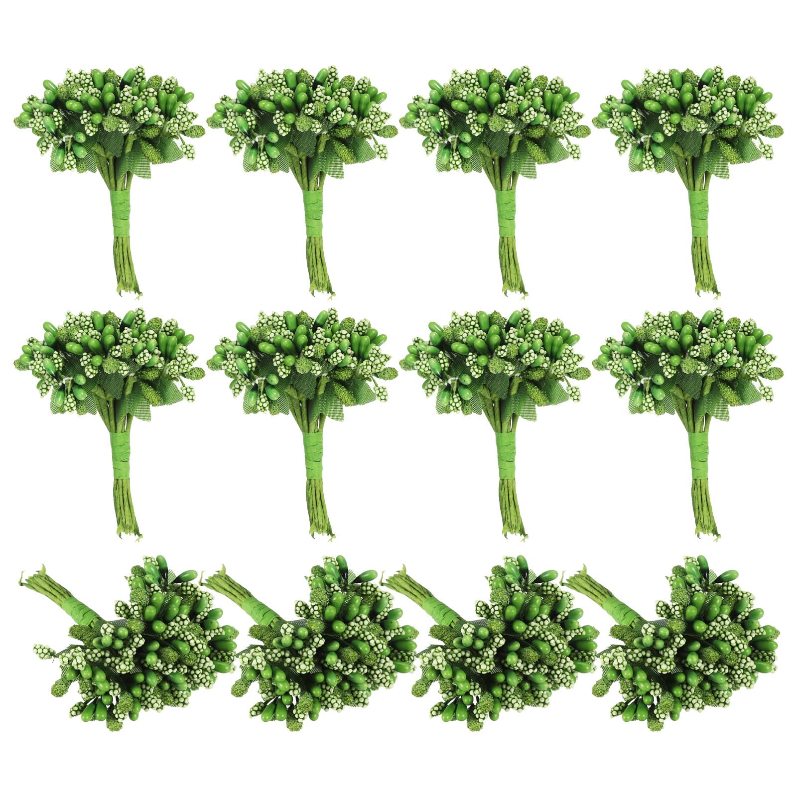 PATIKIL Mini Artificial Pip Berry Picks Bunch, 144Pcs Fruit Flower Stamens for Craft DIY Wreaths Wedding Floral Arrangements Decoration, Army Green
