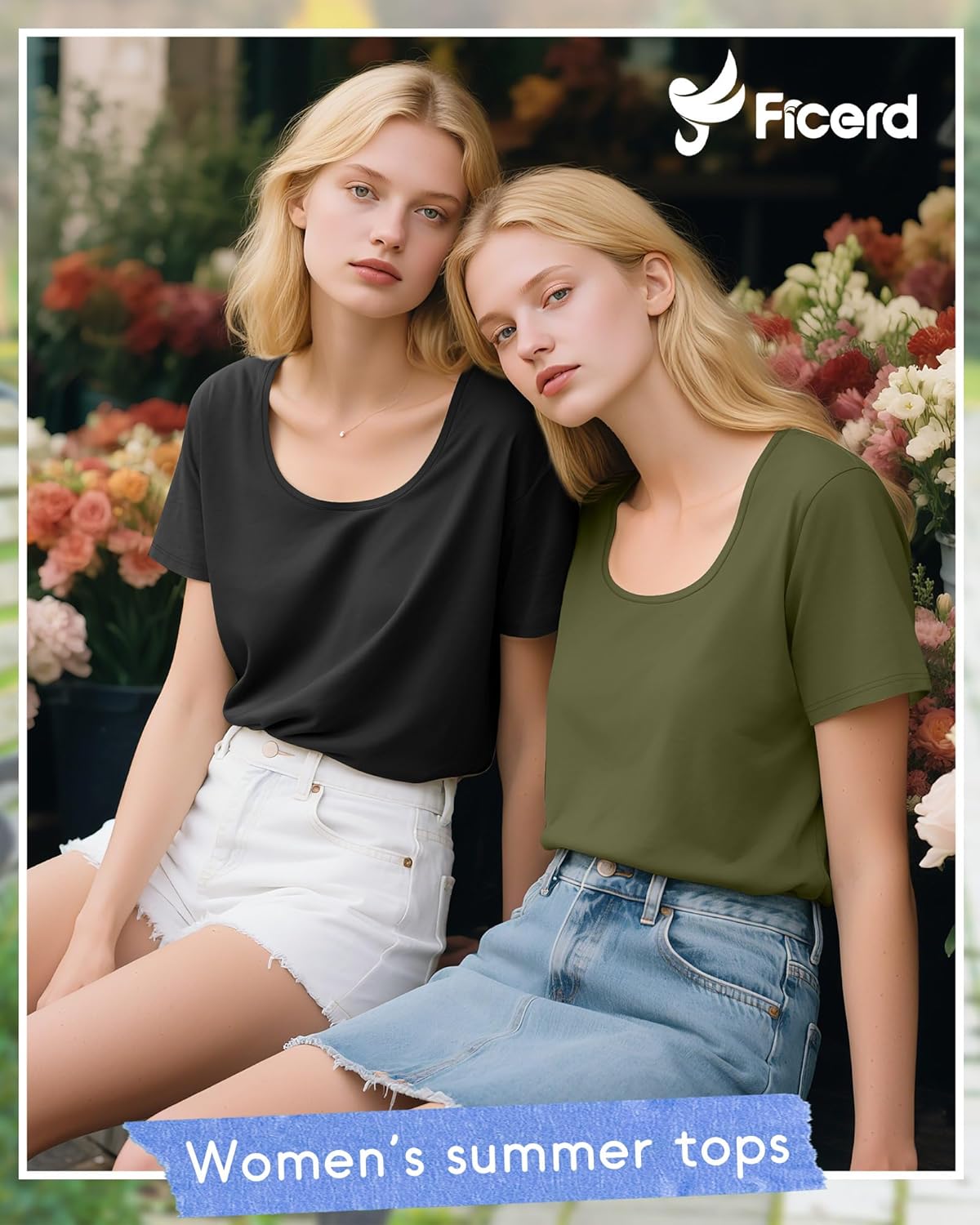 Ficerd 4 Pack Women's Scoop Neck Loose Fit T Shirts Basic Casual Short Sleeve Tops Soft Layer Summer Tees - Image 3