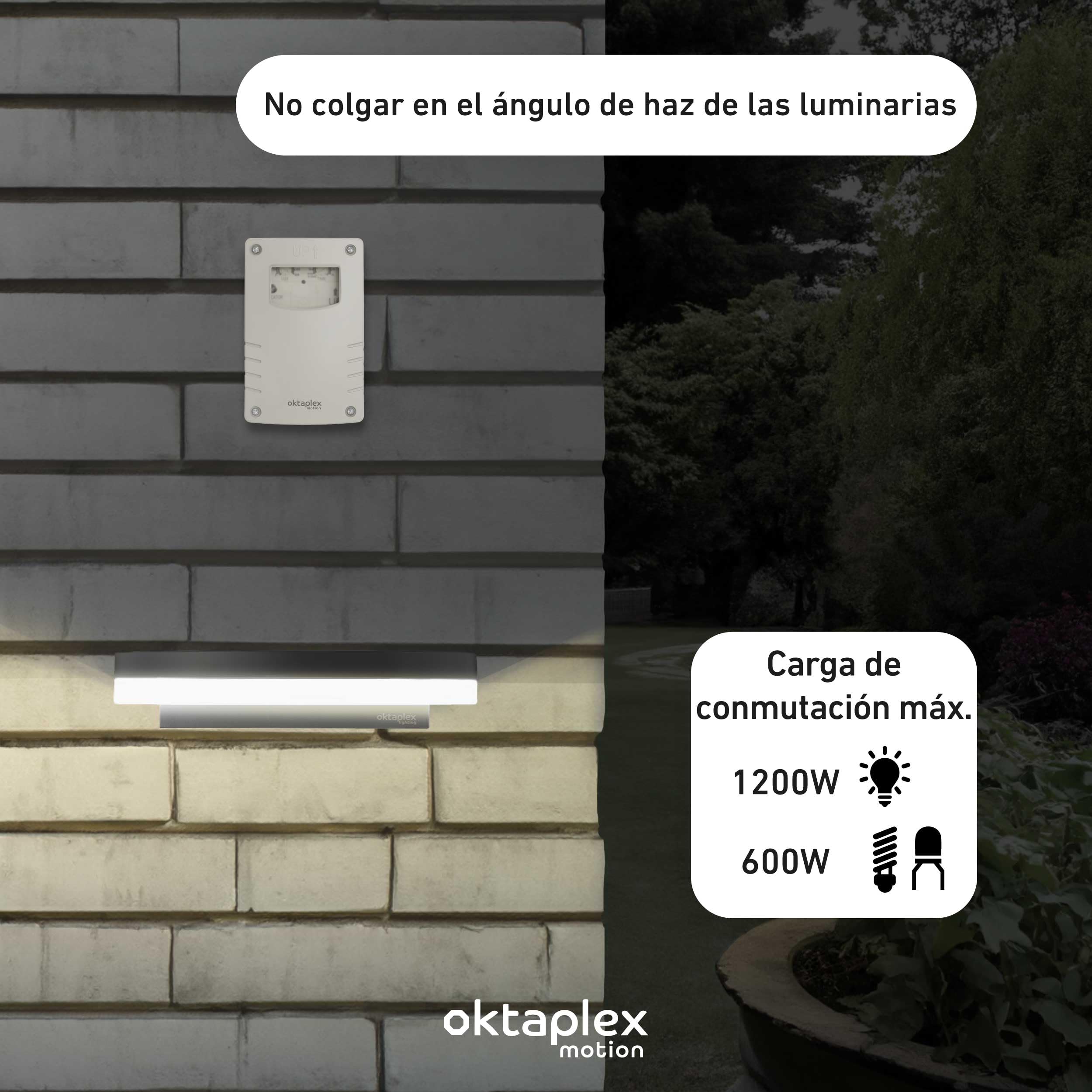 Oktaplex Bela interruptor crepuscular exterior con temporizador de apagado IP65 230V gris-blanco sensor crepuscular ajustable