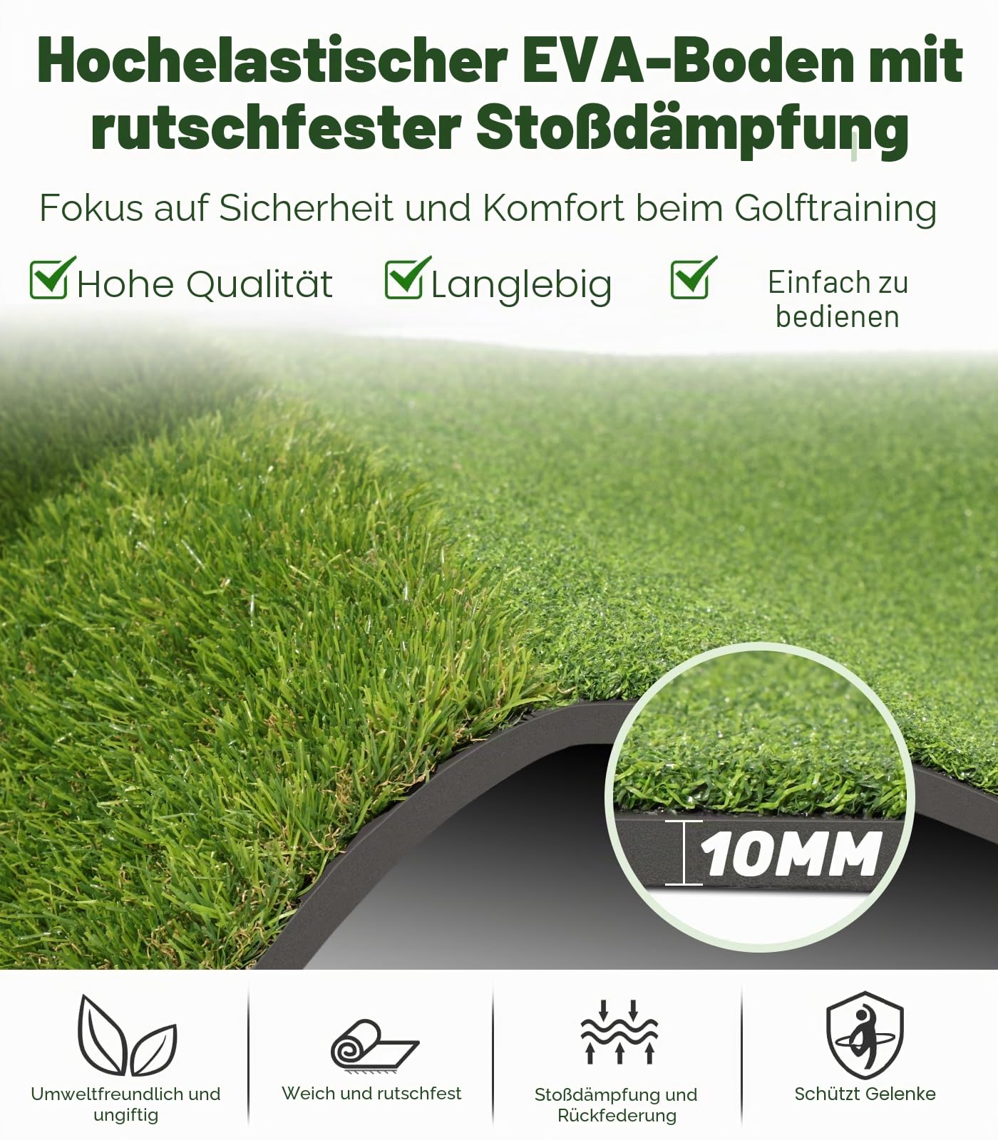Premium Dual-Turf Golfmatte: 1,5 x 1,2 m, ideal für Hinterhof, Driving Range, Schlagen, Schaukeln & Chippen für Papa