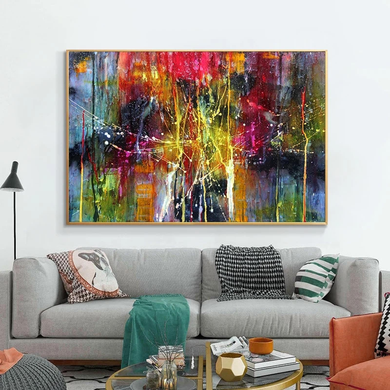 ZHAOLIN Pinturas de arte abstracto colorido, carteles de arte de pared moderno y impresiones en lienzo para la decoración de la sala de estar, 80 x 120 cm, sin marco