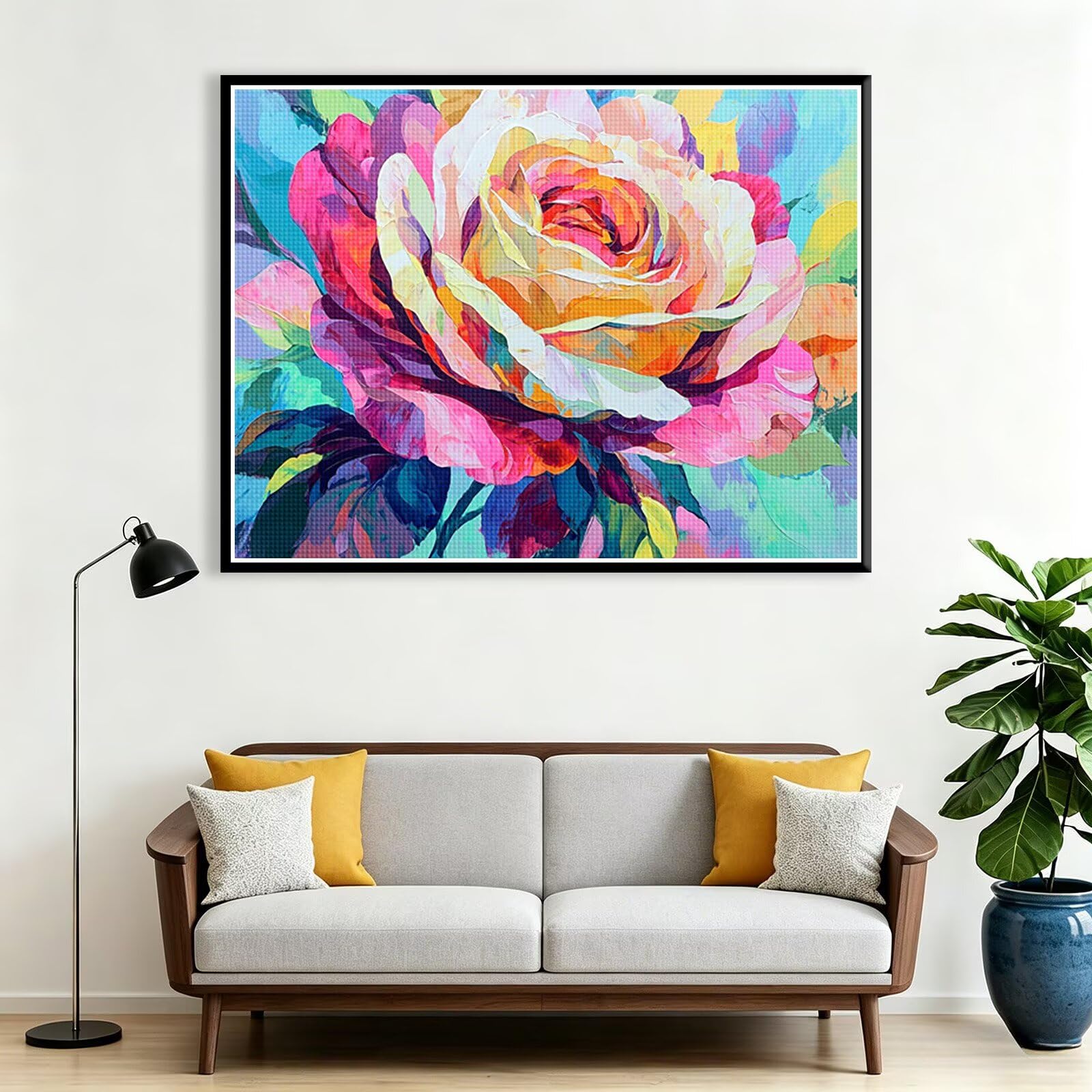 Diamond Painting Erwachsene Blume 5D Diamant Painting Bilder Rose, DIY Voller Viereckige Steine Crystal Art Set, Strass Stickerei Kreuzstich Art für Zimmer Deko, Geschenke für Frauen 120x90cm L0-1002