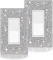 Vista 18 de 4 piezas de diamantes de imitación plateados brillantes para placas de pared, cubierta de interruptor de luz, cubierta de salida de diamantes