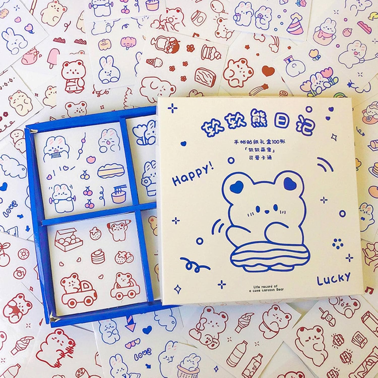 漫画手帐ステッカーかわいい少女心キャラクター素材水カップdiyステッカー携帯电话装饰