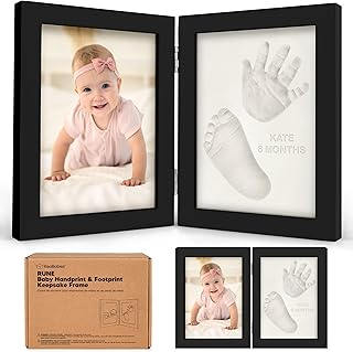 Baby Hand and Footprint Kit, Quick Dry Clay - Newborn Keepsake Feet and Handprint Kit, Nursery Picture Frame, Pet Dog Paw Prints,Personalized New Mom Gifts for Baby Showers & Registry(Onyx Black)