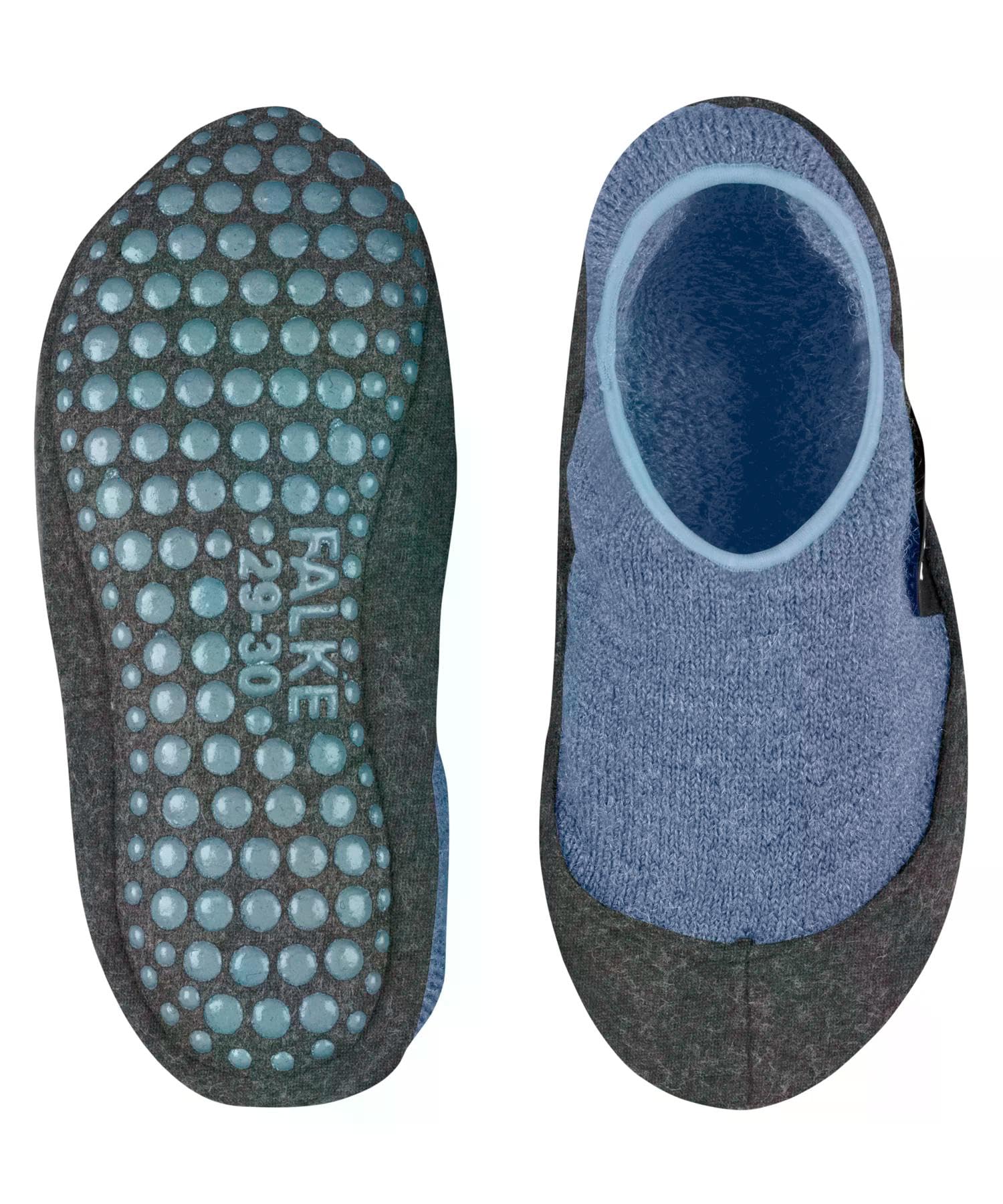 FALKE Cosy Slipper K Hp lana con suola in gomma 1 paio, Calze da casa Unisex Bambini, Blu Smoky Blue 6045, 25-26