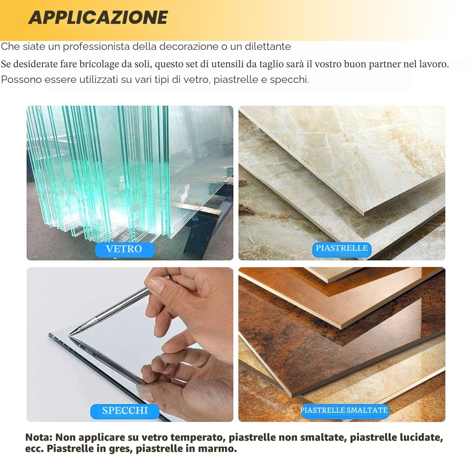 Tagliapiastrelle manuale taglivetro Tile Glass Cutting Tool 2 in 1 utensile da taglio con 3 lame in acciaio al tungsteno, 8 piedini di contatto per casa fai da te vetro per finestre, specchi