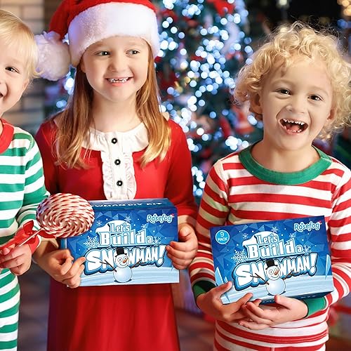 Miniatura 7 de Paquete de 9 manualidades navideñas, arcilla de muñeco de nieve de Navidad para niños, construye tu kit de manualidades de muñeco de nieve, juego de