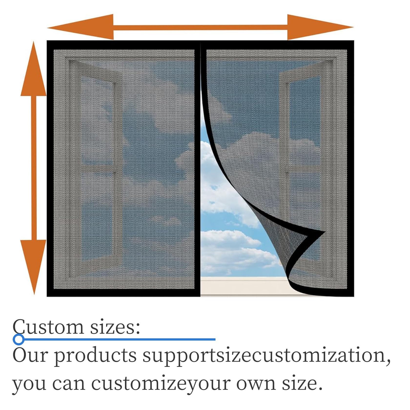 Fliegengitter Fenster Magnet 200 x 170 cm mit Starken Magnete Waschbares Insektenschutzgitter Terrassentür für Balkonfenster Wohnzimmer, Schwarz