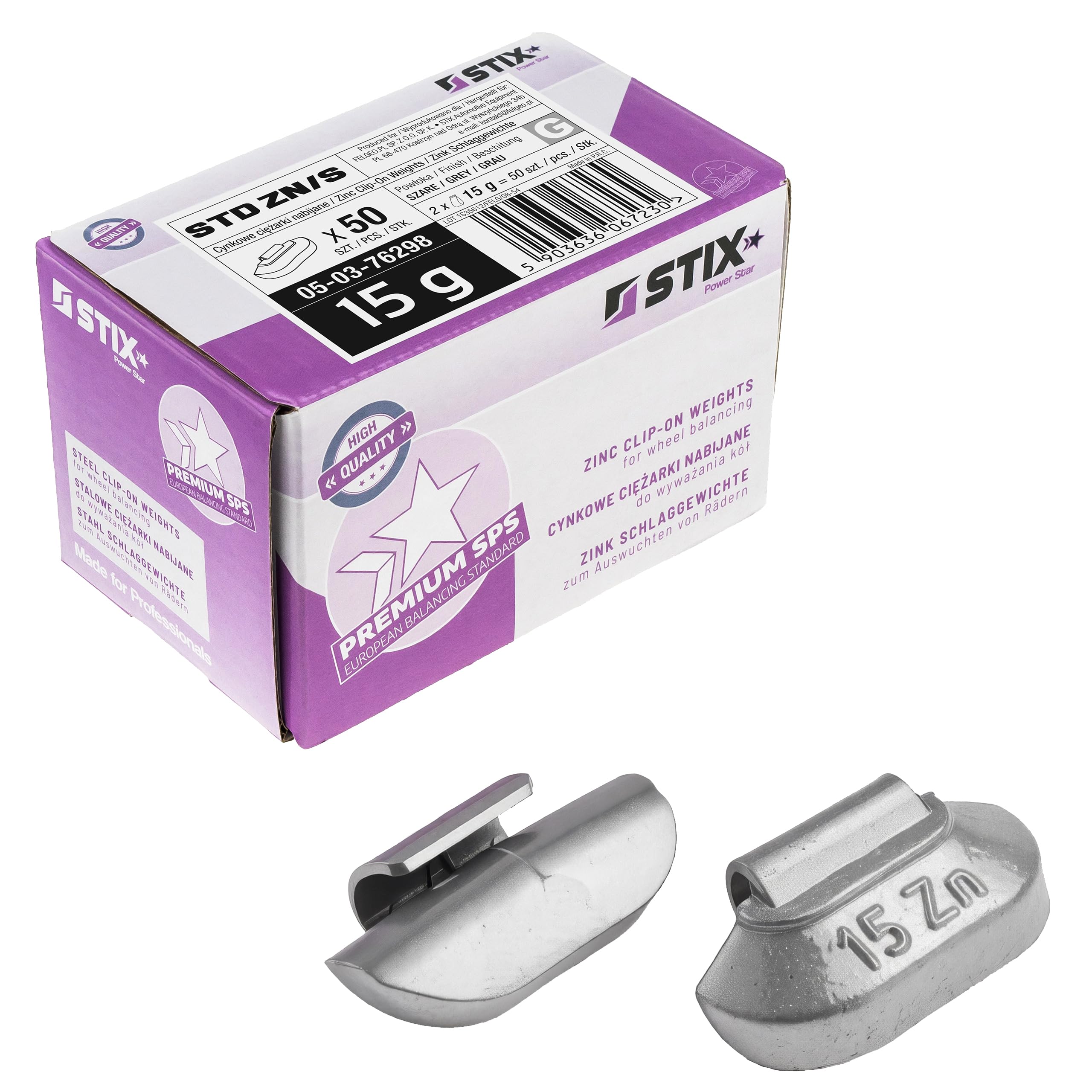Stix Schlaggewichte Set 5-45g für Stahlfelgen - 450 STK Zink Wuchtgewichte