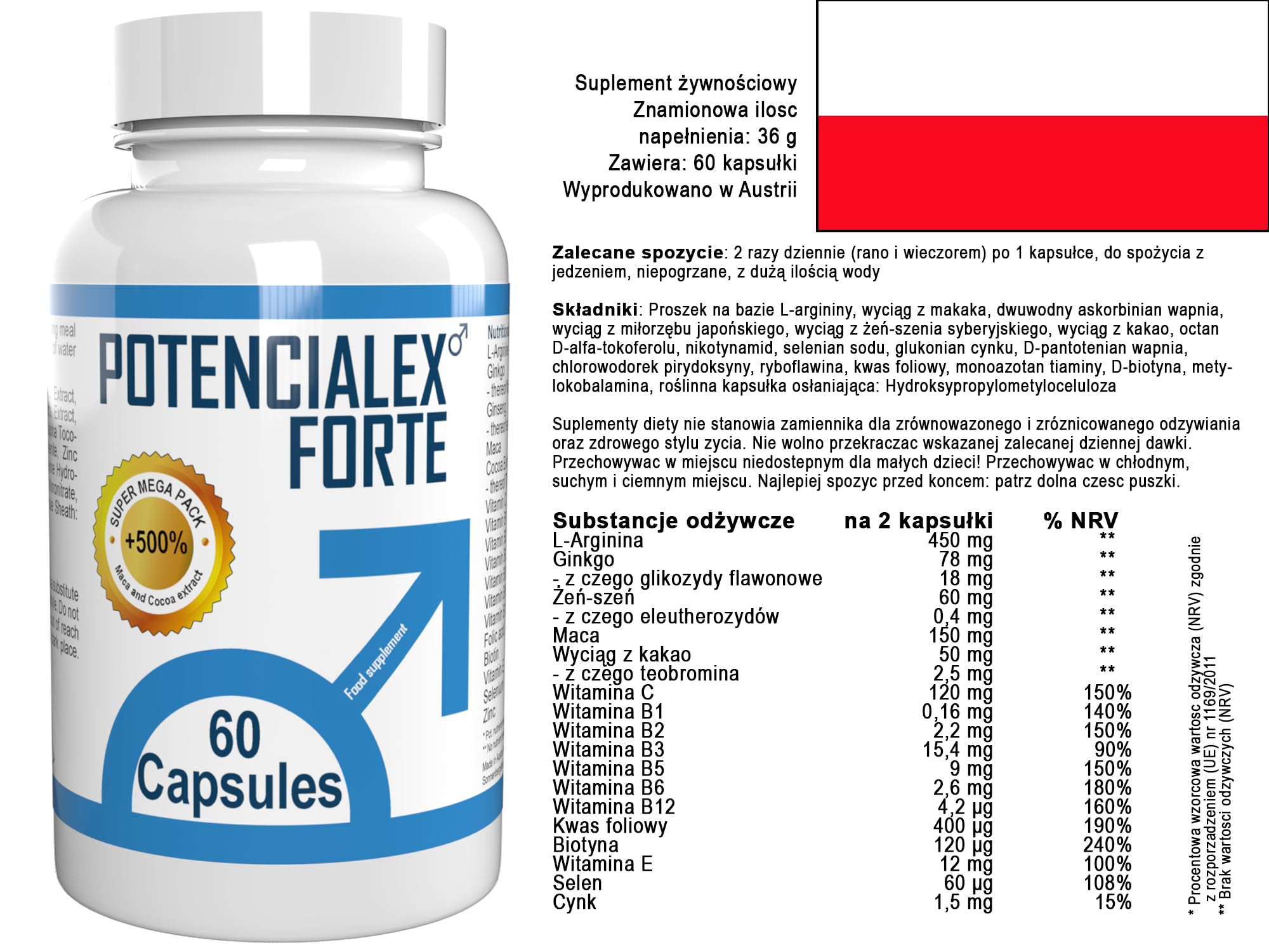 Potencialex Forte 180 Kapseln (3x 60 Kapseln) - 3er Pack