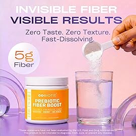GoBiotix Fiber Supplement Powder with Prebiotics for Digestive Health and GLP-1 Support, Soluble Fiber for Gut Health & Debloat, Keto, Vegan, Gluten & Sugar Free, 35 Servings (2 Pack)