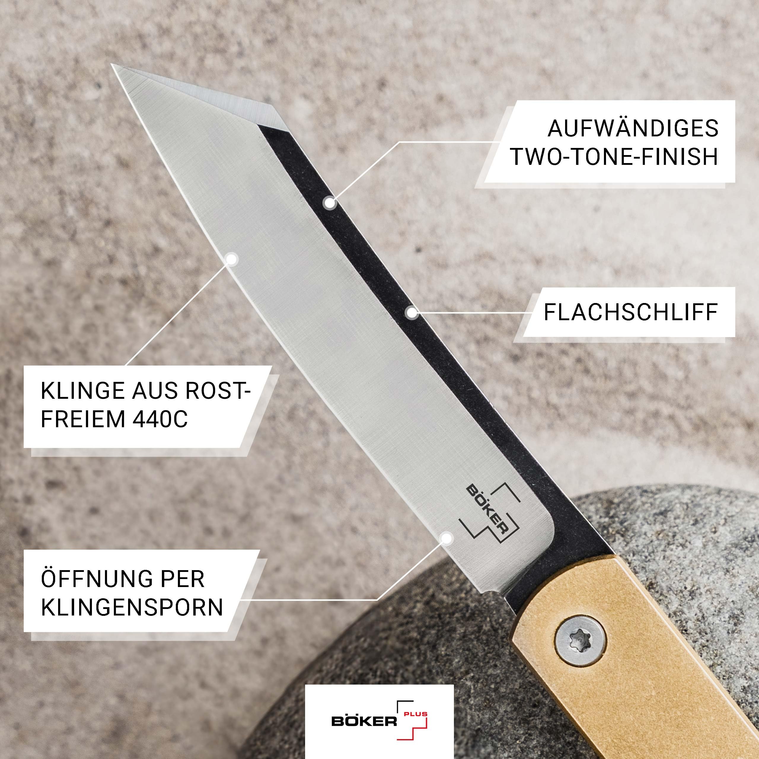 BÖKER PLUS Zenshin - flaches EDC Klappmesser Higonokami Stil Reverse Tanto