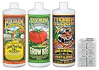 Vista 1 de Fox Farm Fertilizer Soil Trio Liquid Nutrient Tiger Bloom, Grow Big, Big Bloom Quart Bottles + Twin Canaries Chart (Pack of 3-32 oz Bottles)