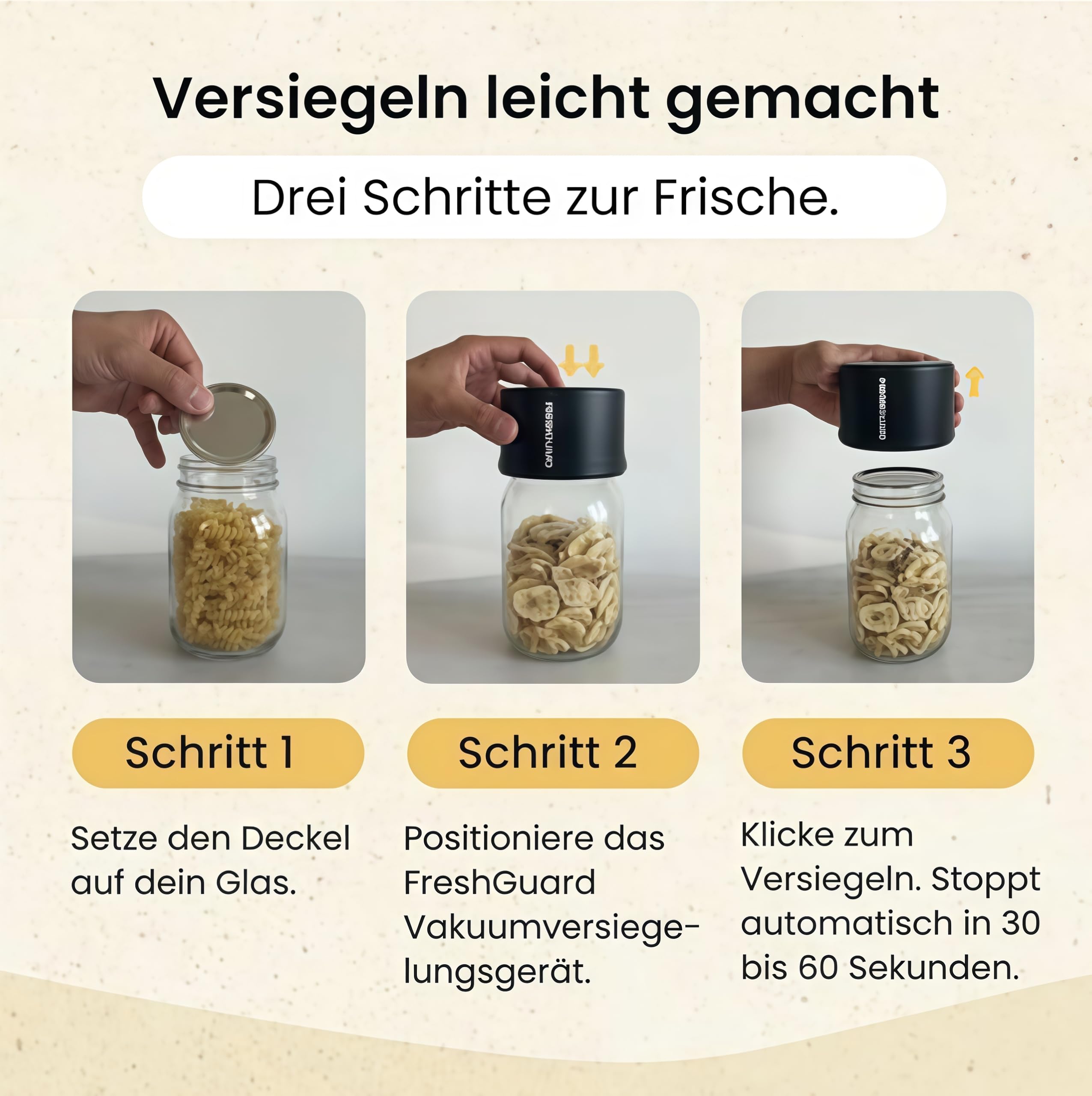 Eco Seal Pro tragbarer Vakuumversiegler mit Leistungsstarkem Akku und EIN‑Knopf‑Bedienung für Camping und Picknick (Schwarz)