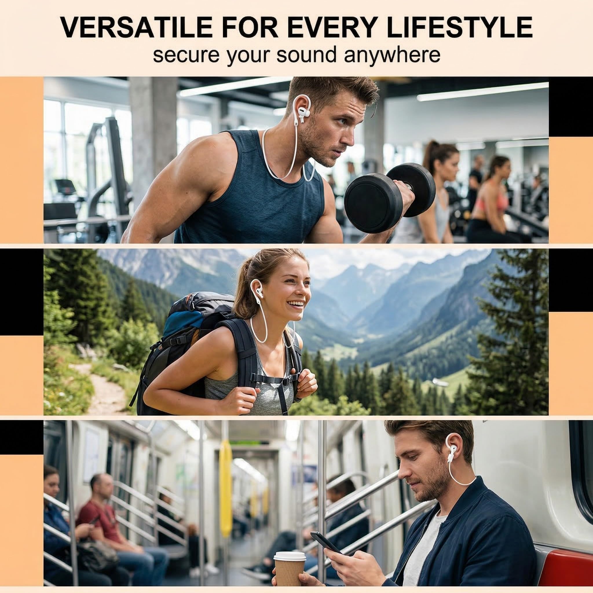 2 Pezzi Laccetto Magnetico per AirPods, 2 Paia di Ganci Auricolari in Silicone, Accessori per Cuffie Bluetooth, Ideale per Sport, Viaggi e Altre Occasioni, Compatibile con AirPods