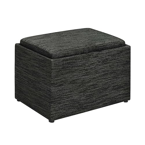 Convenience Concepts Designs4Comfort Accent Storage Ottoman 22.75" - Modern Foot Stool with Decorative Tray for Living Room, Dining Room, Office, Dark Charcoal Gray Fabric - Dark Charcoal Gray Fabric
