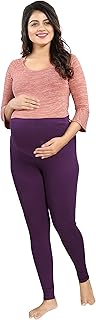 MAMMA'S MATERNITY Cotton Lycra Maternity Legging | Slim Maternity Track Pants| Women Soft Comfortable Legging (Purple)(Med...