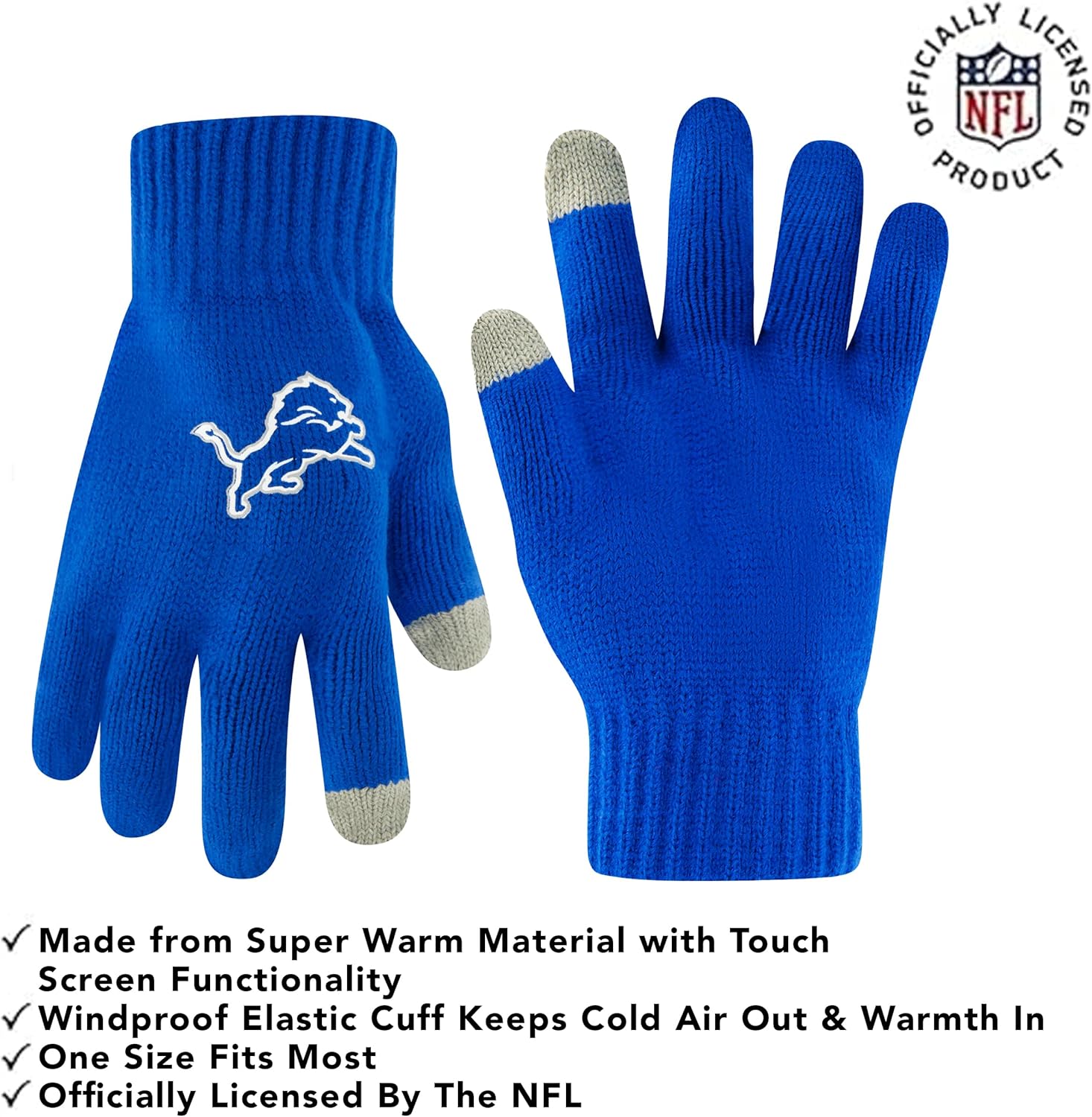 Ultra Game Adults NFL Official Super Soft Heritage Logo Winter Beanie Knit Hat with Extra Warm Touch Screen Gloves