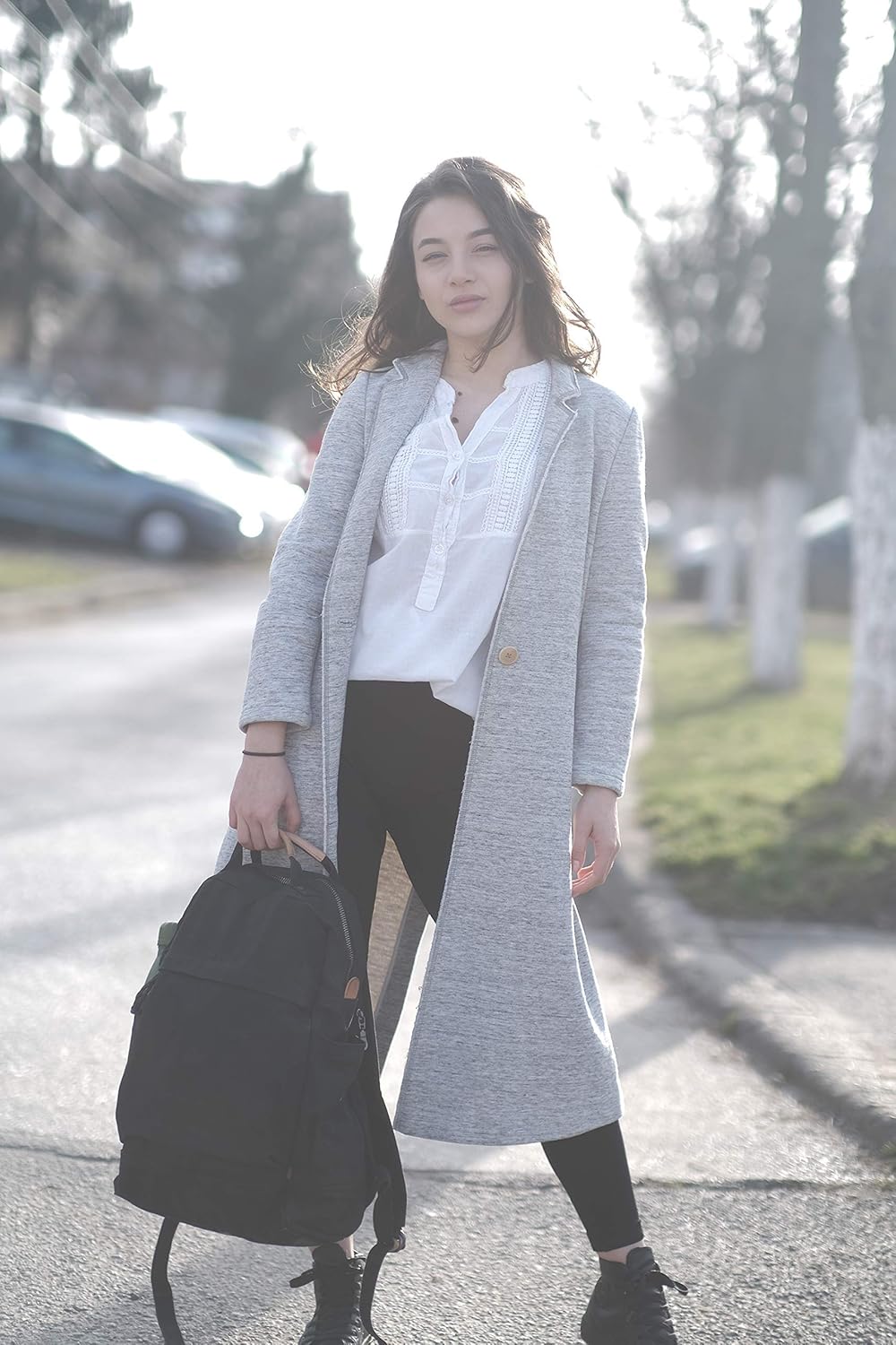 GOOTIUM Canvas Backpack for Women Vintage Style Zipper Bag Men's Casual Daypack Cloth Outdoor Travel Rucksack, Black - Image 5