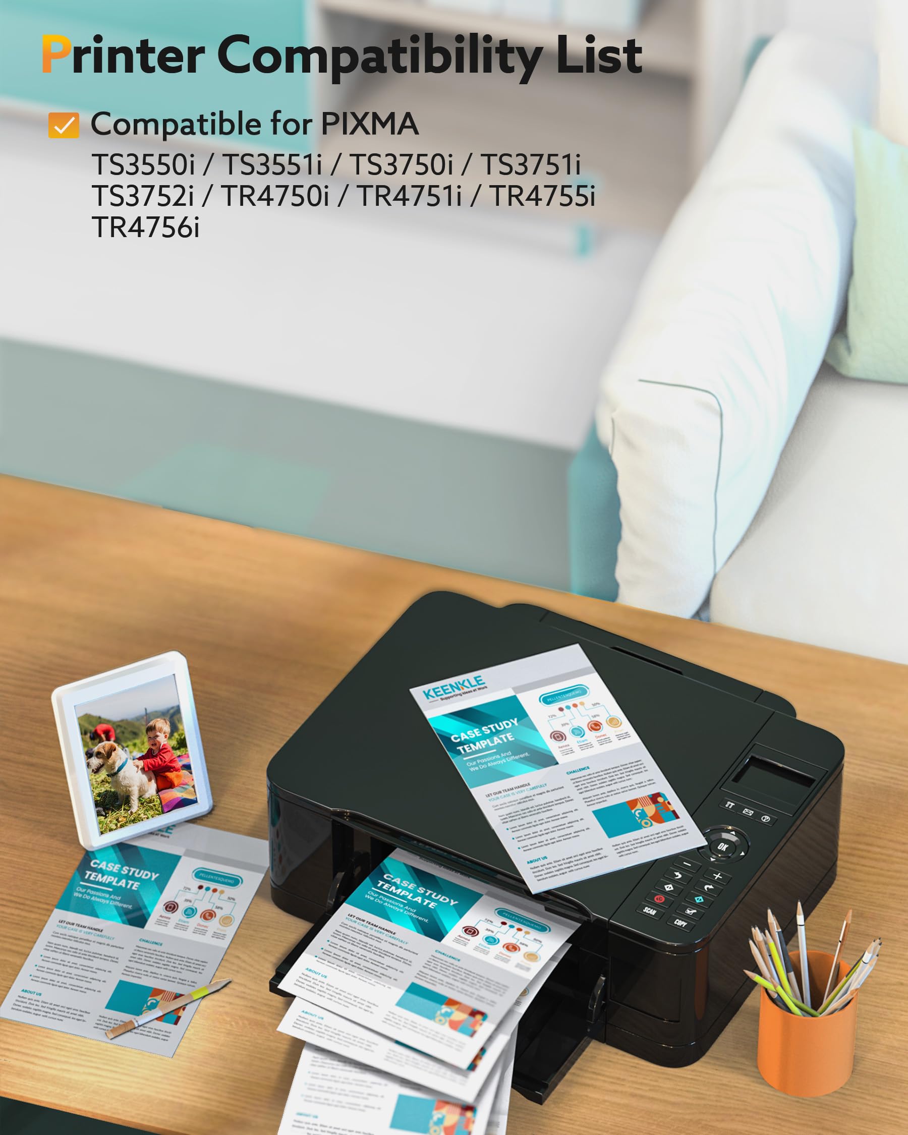 KEENKLE PG-575XL CL-576XL Cartucce d'inchiostro Sostituzione per Canon 575 576 XL per Pixma TR4755i TS3550i TR4756i TS3750i TS3551i TS3751i TS3752i TR4750i TR4751i (1 Nero, 1 Tri-Colore) - 3