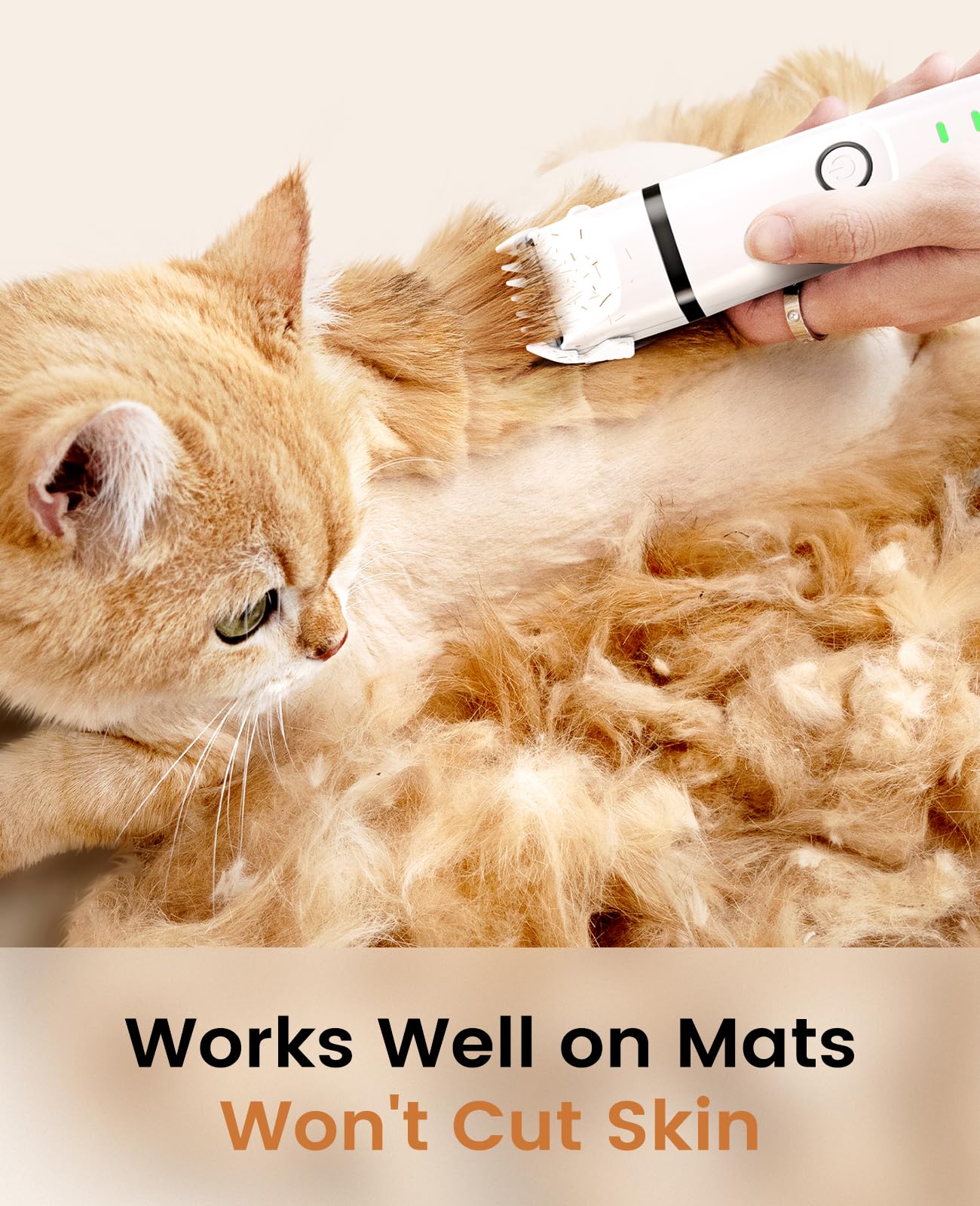 oneisall Set tosatrice per gatti, tosatrice professionale per gatti a pelo lungo per zampe, sedere, nodi, dingleberry (Bianco)