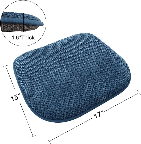 Miniatura 2 de Cojines de asiento de espuma azul para sillas de cocina, cojines antideslizantes para asientos de oficina, lavables en forma de U, suaves y gruesos,