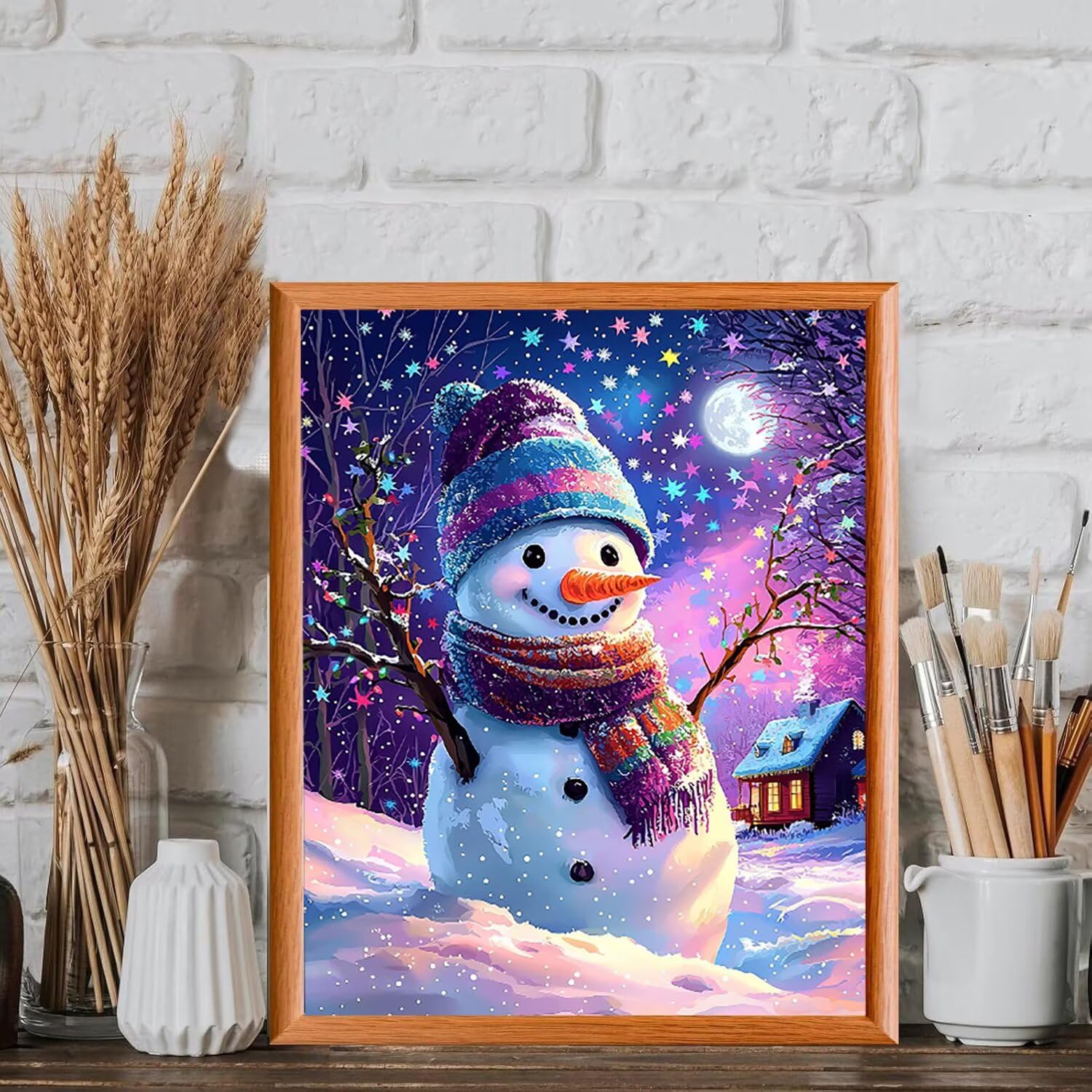 WEISHIWE Muñeco de nieve Pintar por Numeros Adultos, 60x80cm w-1034