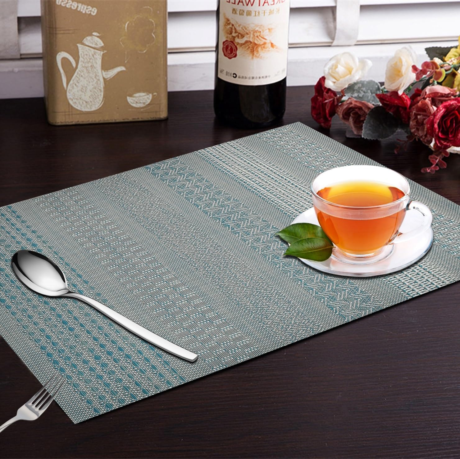 Yellow Weaves Placemats & Runner Set - Beige Brown -27