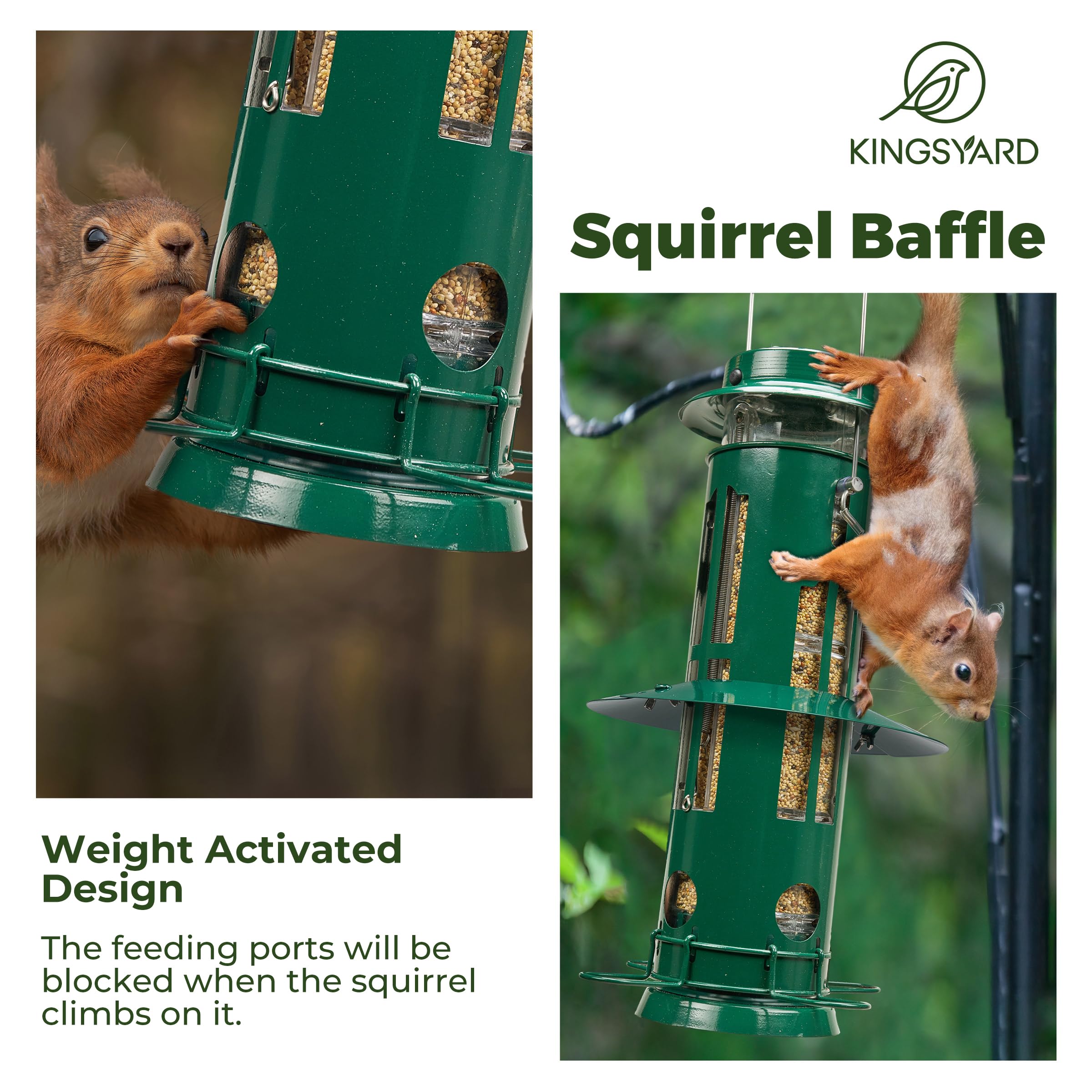 Kingsyard Squirrel Proof Bird Feeder with Removable Base, All Metal - Image 4