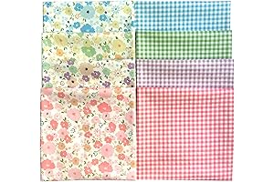8pcs 18x22inches (46x56cm) Cotton Fabric Floral Pre-Cut Quilt Squares Fat Quarters Fabric...