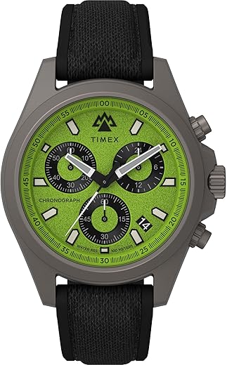 TIMEX Men Silicone Green Analog Dial Watch- Tw2V96400X6, Band Color-Black